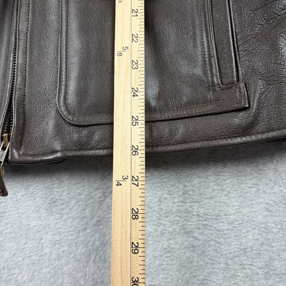 Vtg LL Bean Jacket Mens Medium Brown Leather Sherpa Pile Lined Bomber 90s USA - Picture 13 of 14